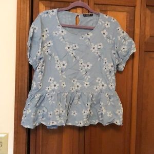 Blue floral blouse